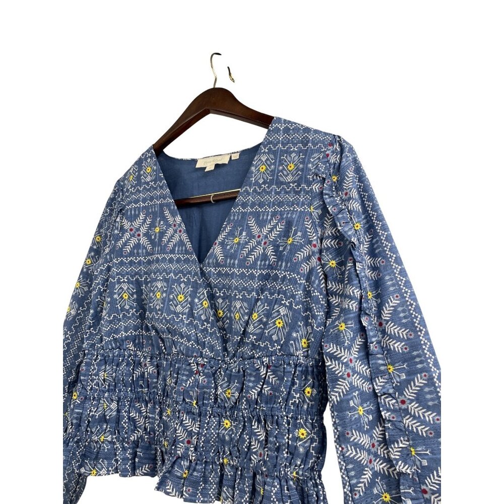 Anthropologie Forever That Girl Embroidered Smocked Blouse Top Womens XS Cottage - Picture 6 of 9
